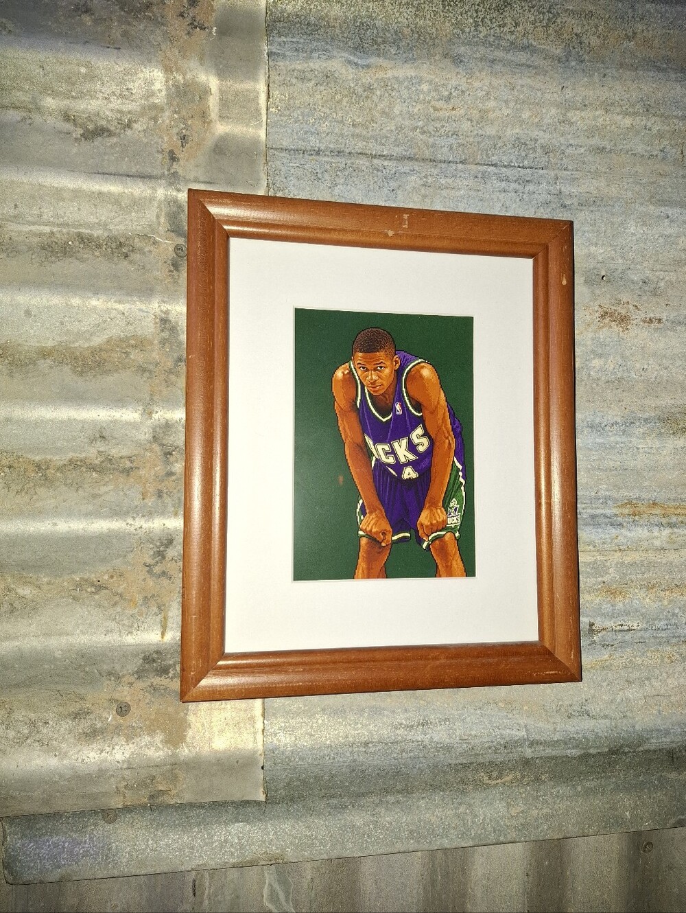 8 Bit Ray Allen Retro NBA Milwaukee Bucks Framed Art Print By Neon Nicho